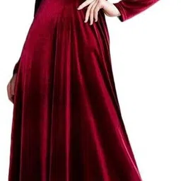 westchic Women Fit and Flare Maroon Maxi/Full Length Dress-picture-11