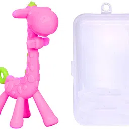 jingle kids Baby Giraffe Teether Toy BPA-Free Silicone Textured Infant Teething Tooth Gum Relief Cute Chewing Toys Non-Toxic Flexible Teething Toy Soother Pacifier For Baby Boys, Girls, Babies, Toddlers, Newborns Teether and Feeder image 2
