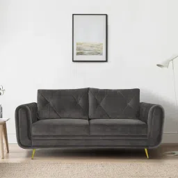 casacraft from pepperfry Atlantis Velvet 3 Seater Sofa in Fossil Grey Colour-picture-16
