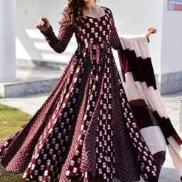 iklo Printed Viscose Rayon Stitched Anarkali Gown image 3