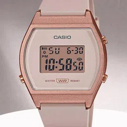 casio Vintage Rose Gold Dial Pink Resin Strap Digital Watch - For Men & Women D213 (LW-204-4ADF) image 1