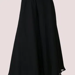 Women Flared Black Georgette Trousers-image-58