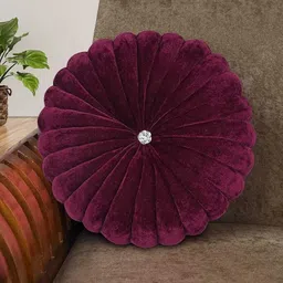vishal trader Microfibre Cushion Pack of 1 Solid round smoking velvet diamond cushion-picture-23