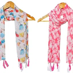 stolevilla Printed Chiffon Women Multicolor Scarf, Stole, Fancy Scarf image 1