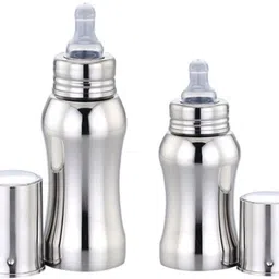 Stainless Steel Baby Feeding Bottle Combo(Pack of 2) 220ml and 150ml - 370 ml-image-0