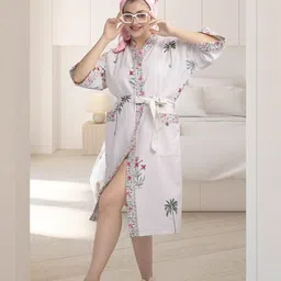 lacylook Leaf Free Size Bath Robe image 1