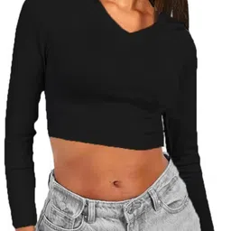 Casual Regular Sleeves Solid Women Black Top-image-92