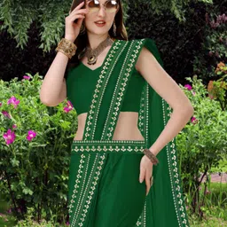 anugrah textile Solid/Plain Banarasi Lycra Blend, Chiffon Saree image 1