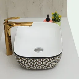 mahisre Over Counter Top Wash Basin For Living Room | Washbasin Countertop Tabletop Ceramic Bathroom Kitchen Sink (45 x 33 x 13 cm) SKT4004 Table Top Basin image 2