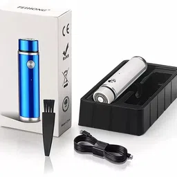 MICOYANG Mini Portable Pocket Size Rechargeable Shaver For Men (Blue) Shaver For Men image 2