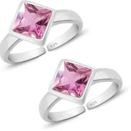 styleejewel 92.5 Sterling Silver Square Solitaire Stone Toe-rings (Bichhiya) for Women Sterling Silver Cubic Zirconia Silver Plated Toe Ring-picture-14