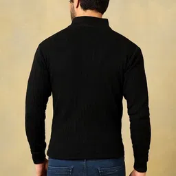 voxmonks Men Self Design High Neck Black Sweater image 2