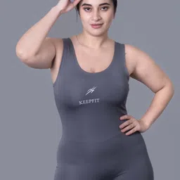 N9 antibacterial Rapid Dry Sleeveless Grey legsuit for women & Girls Solid Women Swim-dress Grey Swimsuit-image-41