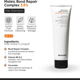 minimalist Hair Shampoo for Dry, Damaged & Frizzy with 3.5% Maleic Bond Repair Complex image 2