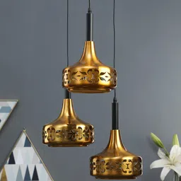 kapoor lampshades Gold Metal 3 Light Cluster Hanging Lights image 3
