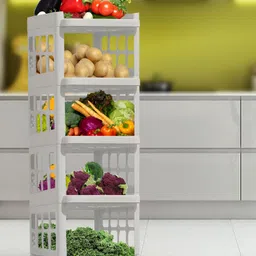 sanamstore 5-Tier Plastic Rolling Trolley – Ideal for Kitchen Organization Plastic Kitchen Trolley image 5