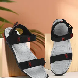 paragon Men K1407G Men's Stylish Lightweight & Durable Black & Red Velcro Dailywear Sandals Sandal-picture-11