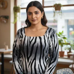 sreen layerzz Women Animal Print Square Neck Multicolor Sweater-picture-12