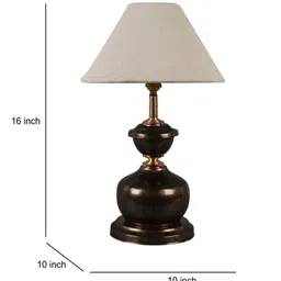 foziq Copper Metal & Natural Fiber White Colour Table Lamp image 3
