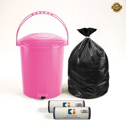 kuber industries 10 L Pedal Dustbin & Garbage Bag Combo 19x21 In (Black - 2 Roll) 505 - Pink Plastic Dustbin-picture-15