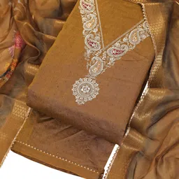 tavas Unstitched Cotton Blend Salwar Suit Material Embroidered image 2