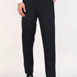 peter england Men Regular Fit Blue Cotton Blend Trousers-picture-12