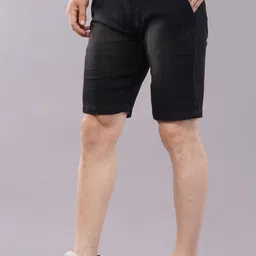 nivasu Solid Men Black Denim Shorts image 3