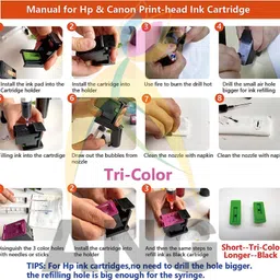 Ang Refill ink For DeskJet 2331 805 803 680 678 818 802 901 703 704 46 21 22 27 Black + Tri Color Combo Pack Ink Cartridge image 4