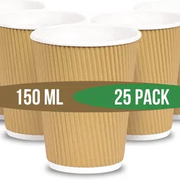 khaana packaging Pack of 25 Paper RIPPLE PAPER CUPS, USES IN COFFEE, TEA, CAPPUCCINO AND OTHER HOT COLD BEVERAGE-picture-11
