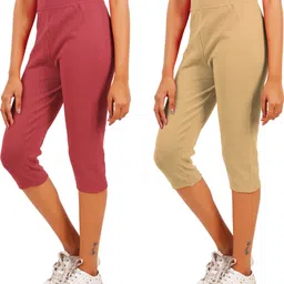 eazy trendz Women Maroon, Beige Capri-picture-22