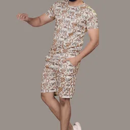 jilva enterprise Men Night Suit Set Multicolor Printed image 2