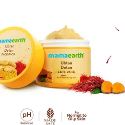 mamaearth Ubtan Detan Face Pack with Turmeric & Saffron for Normal to Oily Skin image 1