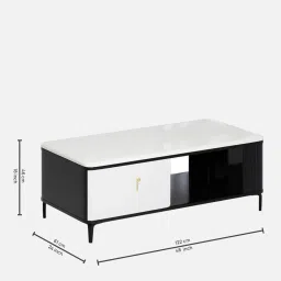 royaloak Milan Marble Top Coffee Table In White Colour With Drawers image 3