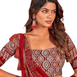 mitrabiz Floral Print Semi Stitched Lehenga Choli image 3