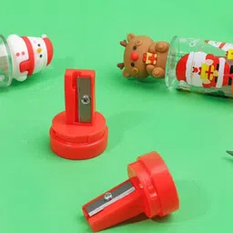 radhya accessories Christmas Pencil Sharpener with Dust Collector Cute Santa Claus X-MAS Reindeer Pencil Sharpener Sharpeners image 3