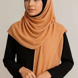 elegant ever Chiffon Solid Peach Women Dupatta image 3