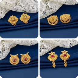 lala luxury bestseller Combo of 4 Traditional Brass Earring Set-picture-45