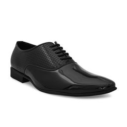 San Frissco Men Black Textured Formal Oxfords-picture-42