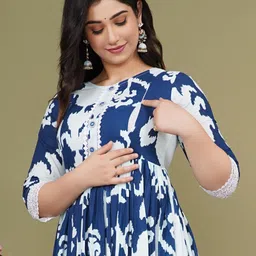 pristyle Women Ethnic Dress Blue Below Knee Dress image 4