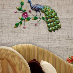 craft tree Metal Handpainted Decorative Wall Hanging Peacock Showpiece in Multicolor-picture-16