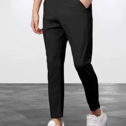 ynam Pack of 2 Men Slim Fit Black, Blue Lycra Blend Trousers image 2
