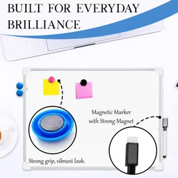 eduway Magnetic 30x40 Cms Double Sided White Board with 1 Magnetic Marker & 2 Magnet Buttons Dual Side Useable Board Aluminium Frame for Use in Schools, Home, Office Whiteboards image 4