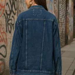 funday fashion Women Solid Denim Jacket image 2