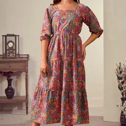 shivadream Women Fit and Flare Orange Below Knee Dress-picture-13