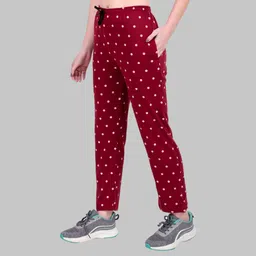 jeckward Women Polka Print Maroon Track Pants-picture-39
