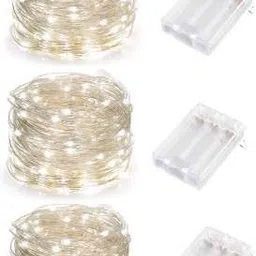 mansaa 5 meter 50 leds battery operated string lights for home decoration 50 LEDs 5 m Silver, White Steady Water Drop Rice Lights-picture-11