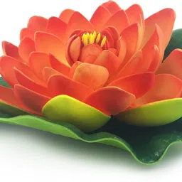 almoda creations Floating Warmth Orange Lotus Artificial Flower image 3