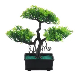 Green Plastic & Polyester Artificial Plant With Pot by Foliyaj image 5