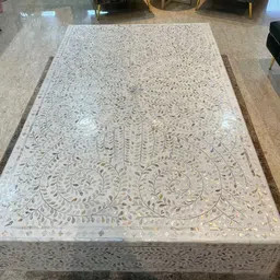 casagold Mother of Pearl Rectangular White Coffee Table - Cleo image 4