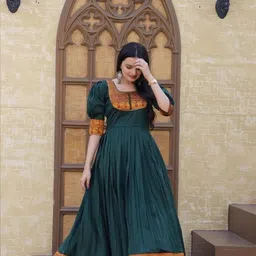 thapnath Woven Jacquard Stitched Anarkali Gown image 2